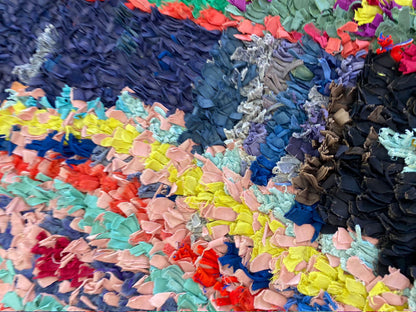 Boucherouite Colorful Unique old rare vintage Rugs, 3 ft by 8 ft Moroccan Berber runner Rug.