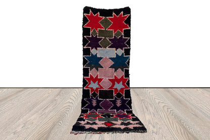 3x9 ft Moroccan vintage narrow runner rug, Berber colorful rugs.