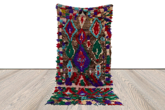 vintage Berber Moroccan Colorful area Rug 3x7 ft.