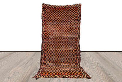 4x8 ft Moroccan Checkered Vintage area Rug. Berber Handwoven Colorful Rugs.