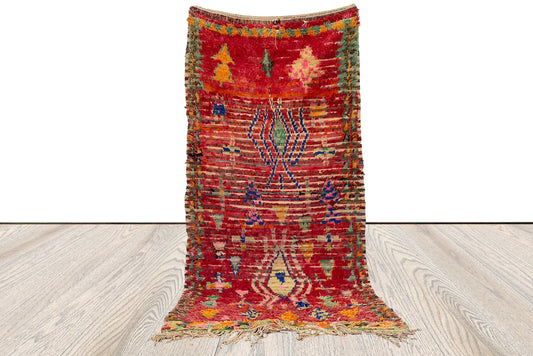 4x8 ft Moroccan worn vintage Faded Rugs, Berber colored area Rug.