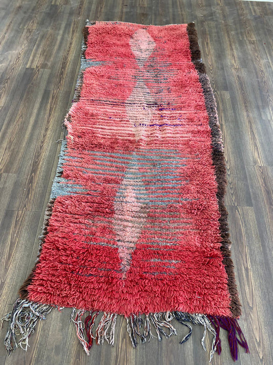 Tapis de décoration intérieure bohème délavé 3x8 pieds, tapis de couloir tribaux berbères vintage usés.