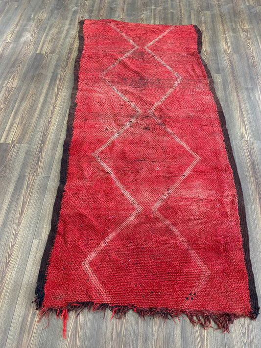 4x8 feet Moroccan solid area rug, vintage Berber red handwoven Rugs.