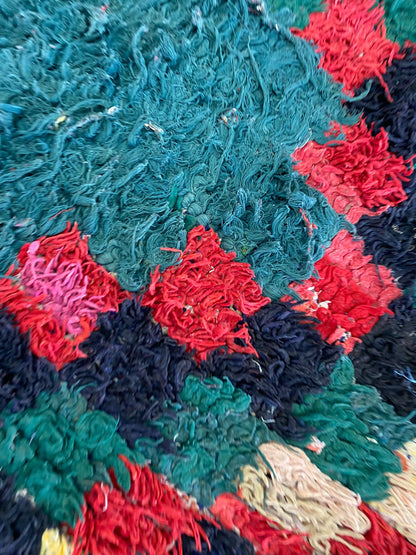3 By 5 ft Berber Checkered Small runner rug, Moroccan vintage colorful Rugs.
