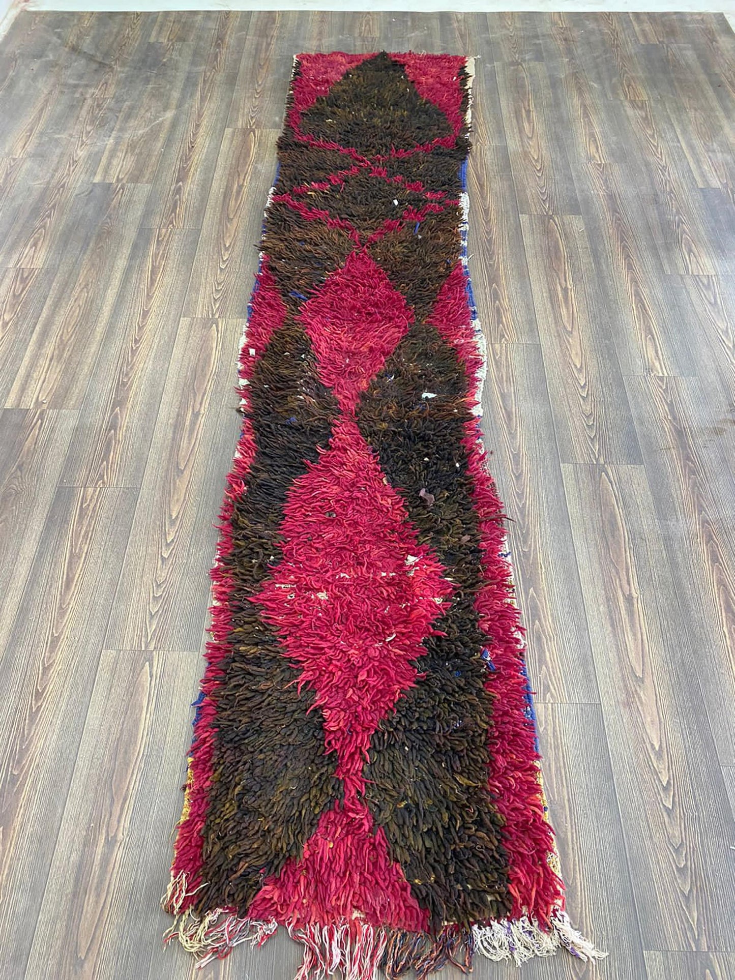 3x10 ft Moroccan Red and Black vintage runner Rug. Berber large narrow runners Rugs