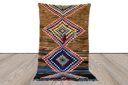 Tribal Berber vintage area Rug. Moroccan woven Small Rugs, 4x6 ft.
