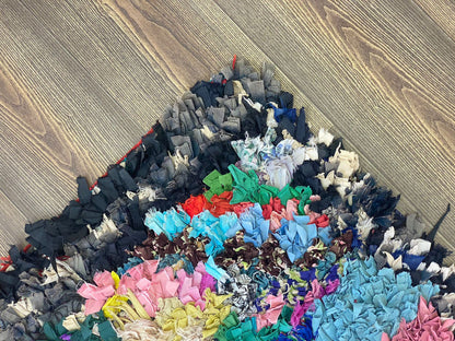 Old Rare Vintage Unique Berber Rug, 4x7, Moroccan rug - Used Diamond Woven Shag Rug.