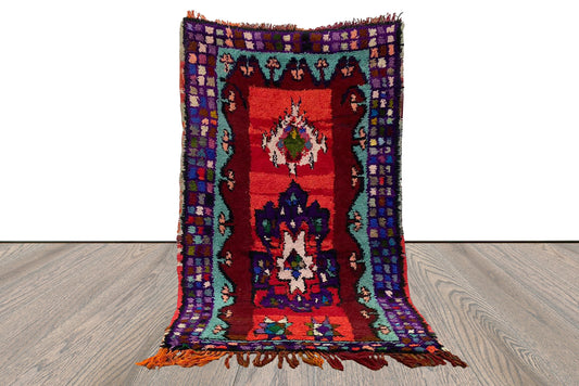 Moroccan vintage Small runner Rug, 3 By 5 Berber Colorful Old Rare Rugs.