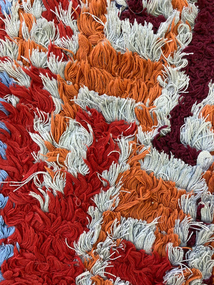 Handwoven Berber Moroccan Narrow Rugs, 3x7 colorful Vintage Shag runner Rug.