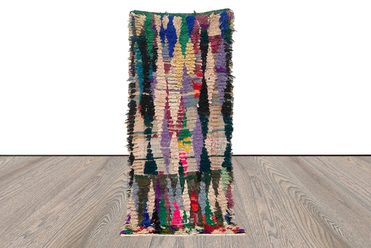 Berber Moroccan Handwoven runner Rugs, 7x3 FT, colorful Vintage Shag Rug.