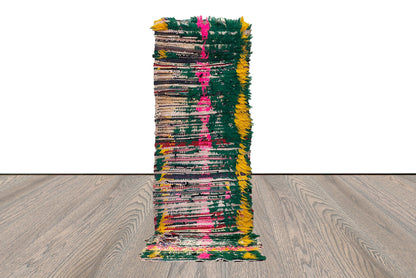 Moroccan Narrow SMALL runner Rugs, Vintage Worn colorful Rug 2 BY 6.