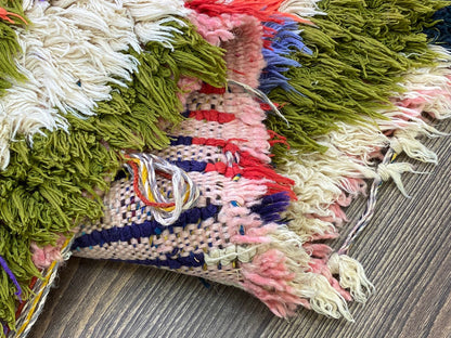 3x5 Small vintage runner Rugs, Moroccan Handwoven colorful Diamond Rug.