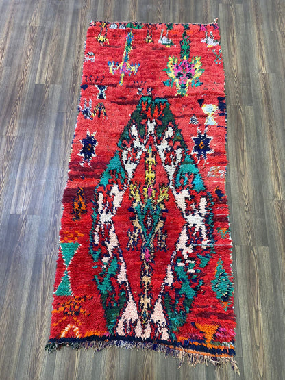 Moroccan - Berber woven red vintage area Rug,  3x8 FT, Bohemian Home Decor unique rugs.