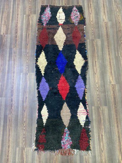 Bohemian Moroccan vintage runner Rug 2x7, Berber hallway runners.