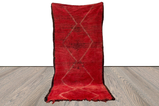 4x8 feet Moroccan solid area rug, vintage Berber red handwoven Rugs.