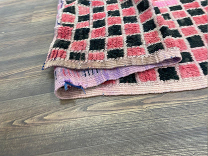 4 x 8 ft vintage Berber grid Rugs, Moroccan Colorful area Rug.