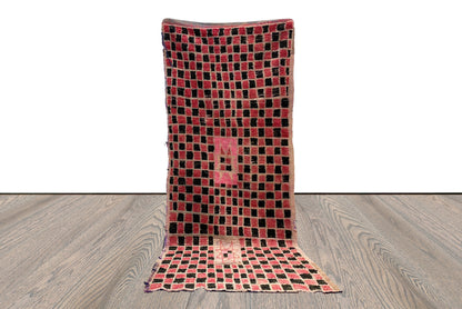 4 x 8 ft vintage Berber grid Rugs, Moroccan Colorful area Rug.