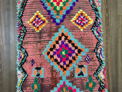 3x9 Moroccan vintage runner Rugs, Berber narrow colorful Rug.