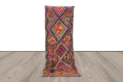3x9 Moroccan vintage runner Rugs, Berber narrow colorful Rug.