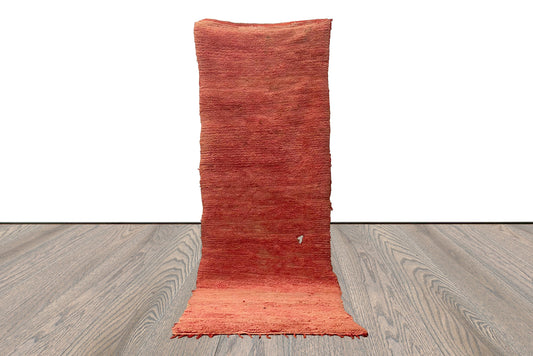 Moroccan vintage solid long runner Rug, 3x10 Berber shag woolen handwoven rugs.