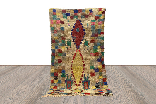 Boucherouite Moroccan Vintage Rare old woven colored Rug, 4x8 Large area Rugs.