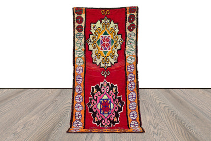 4x7 Moroccan woven red vintage area Rugs.