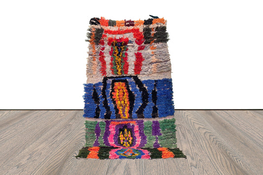 Tapis berbère étroit 2x6, petit tapis Shag marocain vintage coloré.