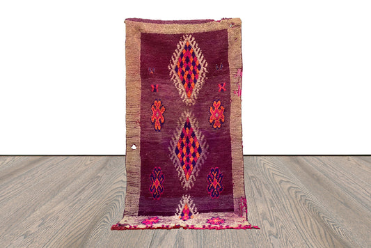4x8 Moroccan Berber Boujaad Rugs. Vintage woven Cotton and Wool large Rug.
