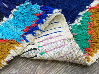 Small Berber area Rug, bohemian colorful Vintage unique Rug. Moroccan Rugs 3x6.