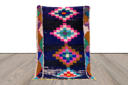 Small Berber area Rug, bohemian colorful Vintage unique Rug. Moroccan Rugs 3x6.