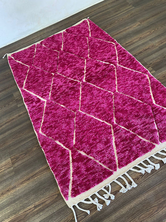 Moroccan Handwoven Purple area Rugs, Diamond Berber BOUJAAD Rug.