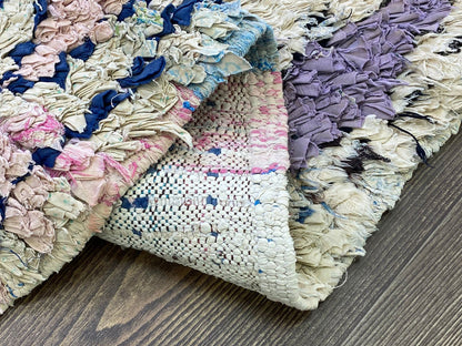 3x6 runner Boucherouite Rugs, Moroccan Berber runners shag Rug.
