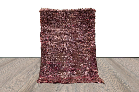 Vintage Berber Handwoven Shag rug 3x5. Moroccan small cotton area rug.