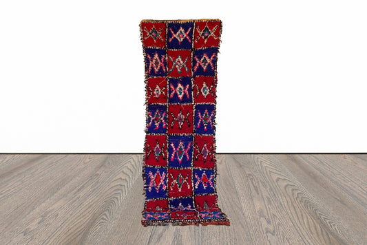 Vintage Moroccan colorful runner 3x8 ft.