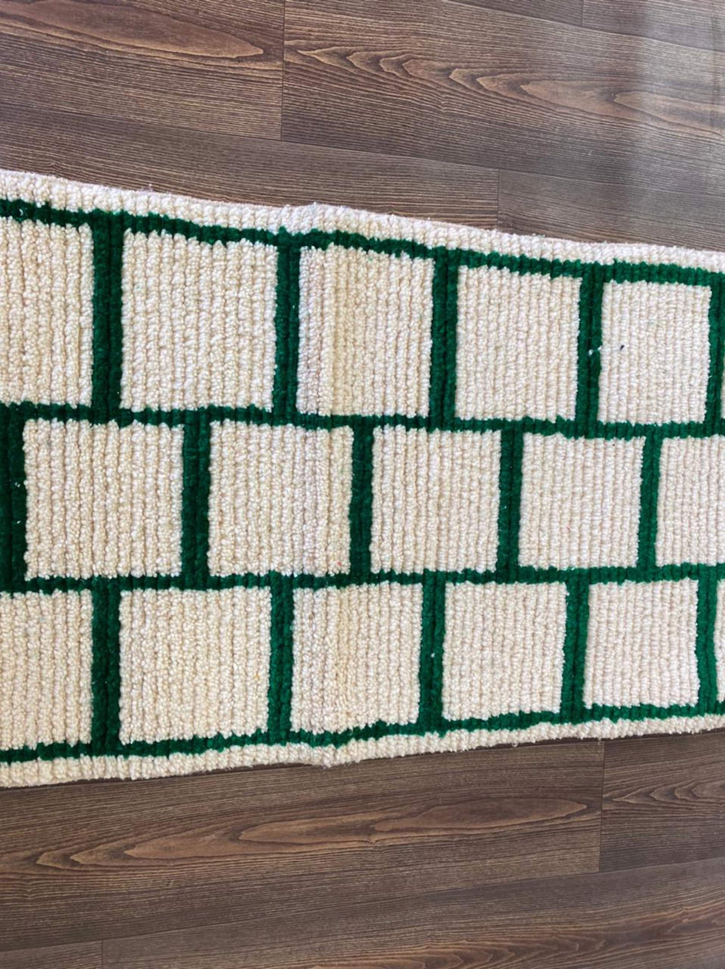 Grid Green and White Moroccan Rug - Elegance, Quality, and Abundance