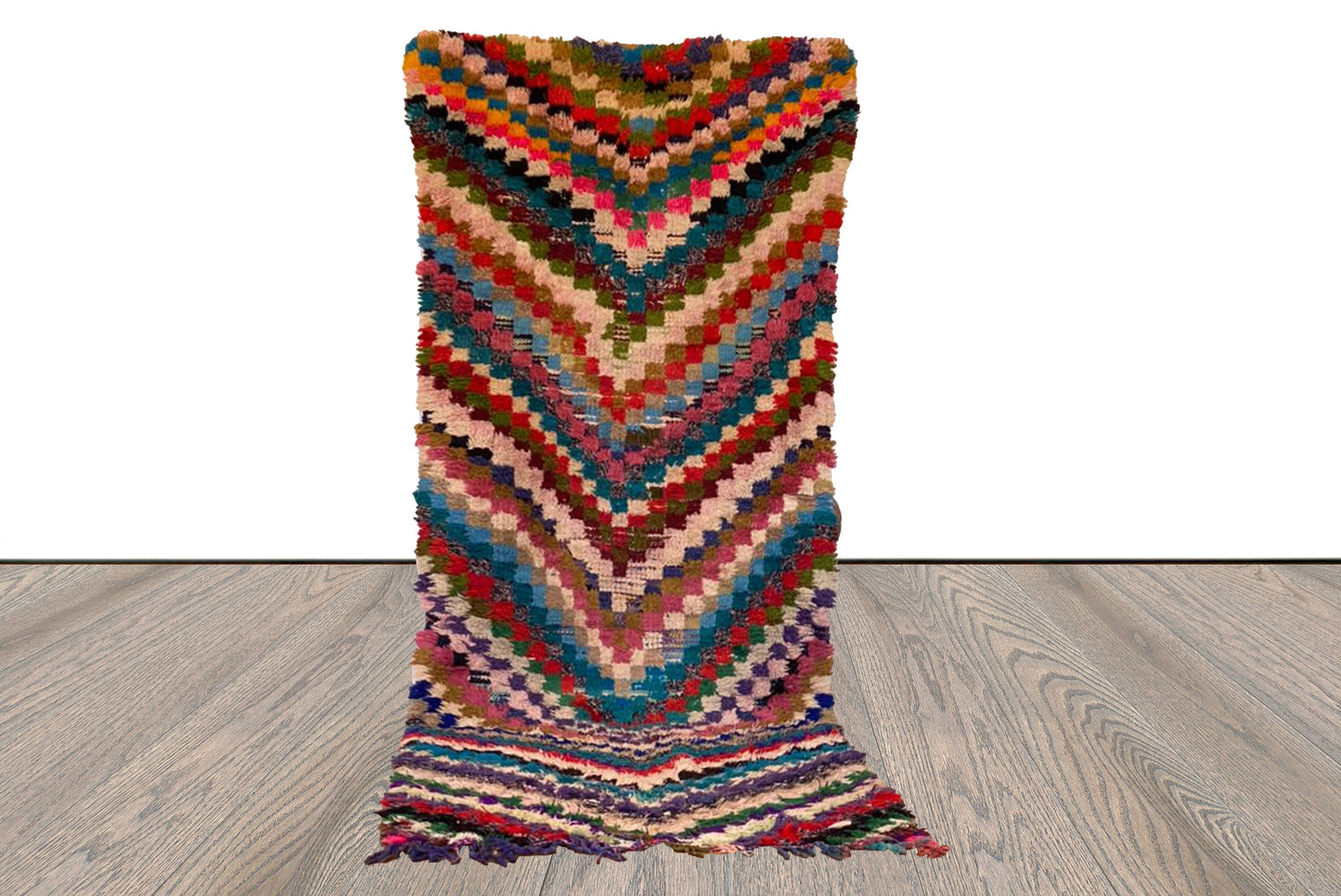 3x9 Vintage Moroccan Berber runner rug, Handwoven colorful rugs.