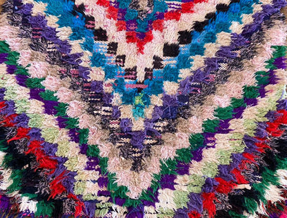 3x9 Vintage Moroccan Berber runner rug, Handwoven colorful rugs.