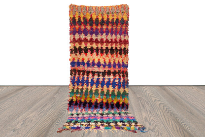 Flooring Colorful Diamond Boucherouite Rugs, 3x8 Narrow vintage woven Tribal Berber Rugs.