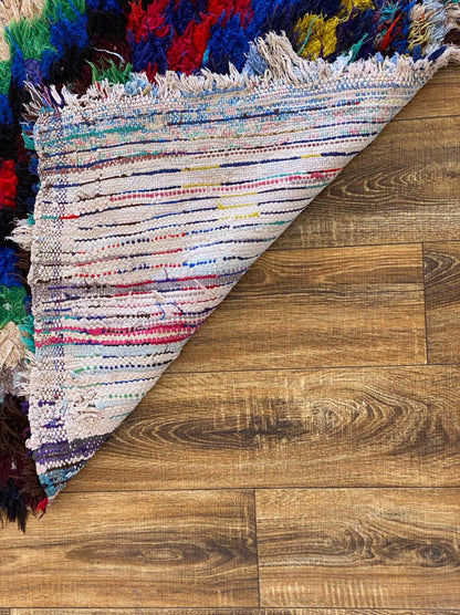 3x9 Checkered Colorful Moroccan Rugs, Berber runner Rug.