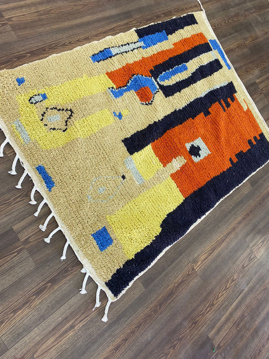 Moroccan Abstract Wool Area Rug.