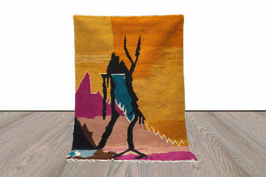 Abstract Art Rug, 8x5 Moroccan Soft Area Rug