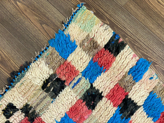 10x3 Feet Colorful checkered Vintage Runner Rug.