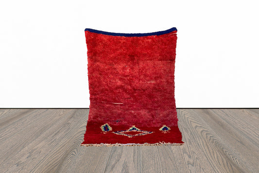 Berber Moroccan wool area rug, 4x7 Vintage woven red Large Rug.