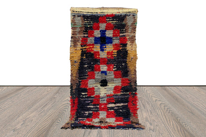 Vintage Moroccan Berber worn Rug, 3x5 Faded narrow small runner Rugs.