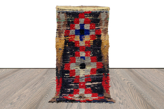 Vintage Moroccan Berber worn Rug, 3x5 Faded narrow small runner Rugs.
