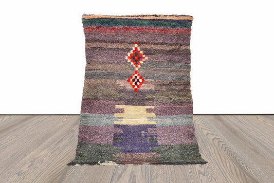 5x3 Feet Hand Knotted Vintage Moroccan Runner.
