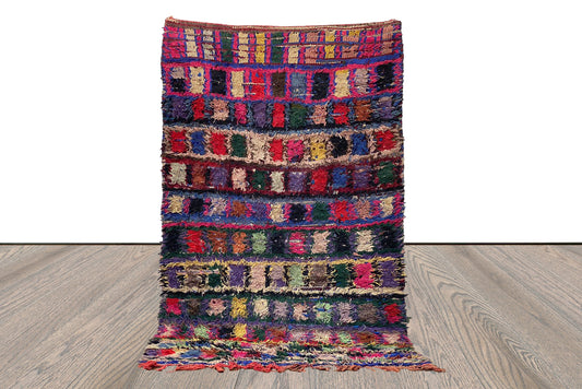 Berber colorful area Rug, 4x6 Morrocan vintage Grid Rug.