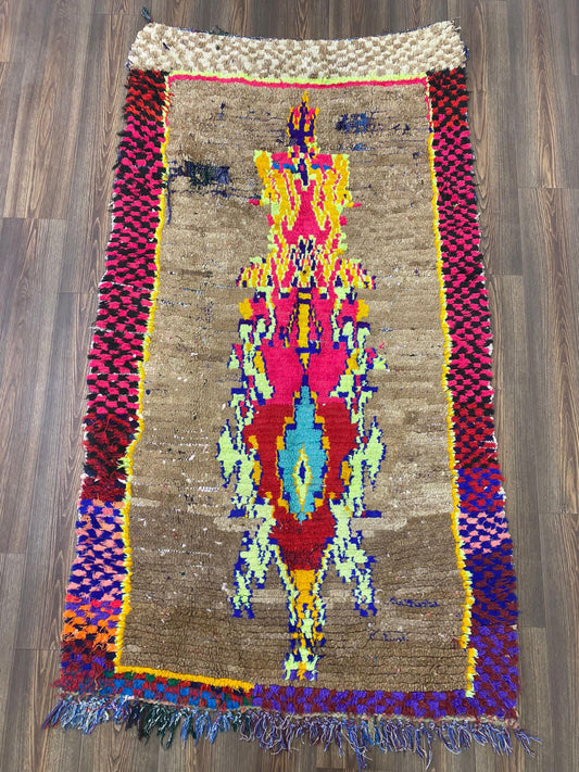 4x7 Handwoven vintage Moroccan Berber area Rug.