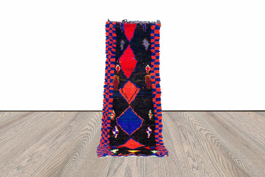 Colorful Runner Rug, 8x3 Vintage Moroccan Tribal Runner Rug.