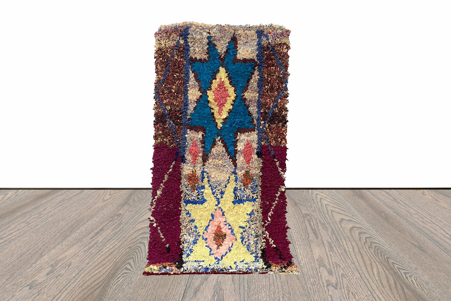 6x3 Vintage Boucherouite Moroccan Runner Rug.